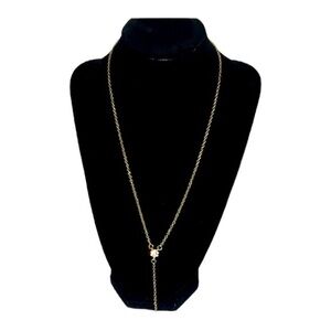 NWT Swarovski Crystal Sparkling Flower Gold Tone Lariat Y Necklace